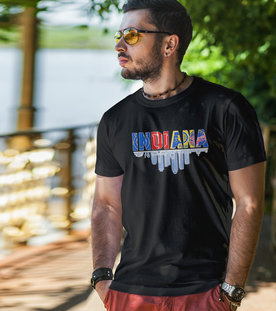 Indiana Colts Pacers Fever Skyline City Sports Icons T-Shirt