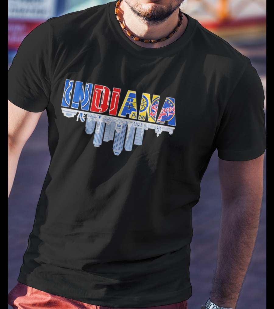Indiana Colts Pacers Fever Skyline City Sports Icons T-Shirt