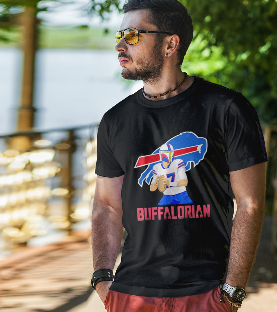 Buffalorian Josh Allen Buffalo Bills Mandalorian Helmet T-Shirt