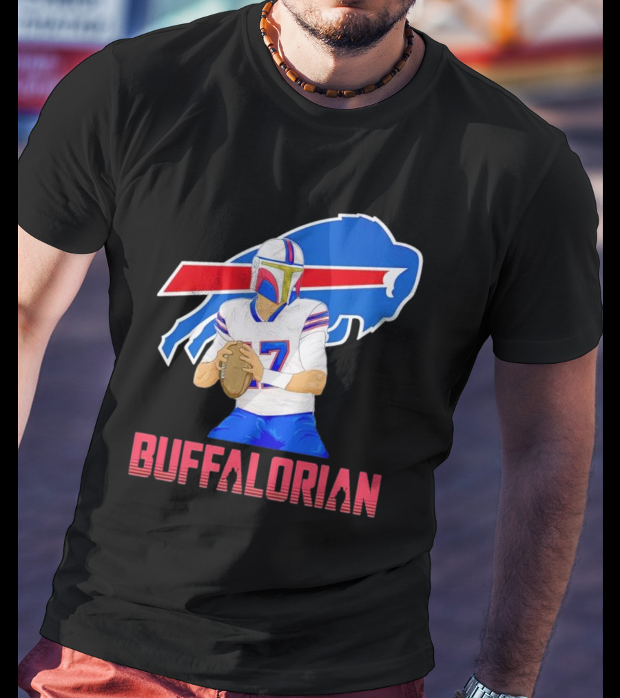 Buffalorian Josh Allen Buffalo Bills Mandalorian Helmet T-Shirt