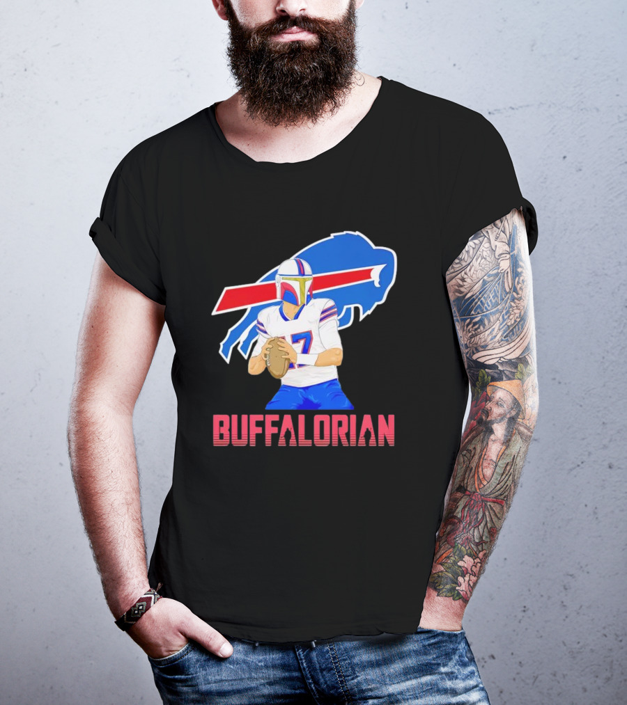 Buffalorian Josh Allen Buffalo Bills Mandalorian Helmet T-Shirt
