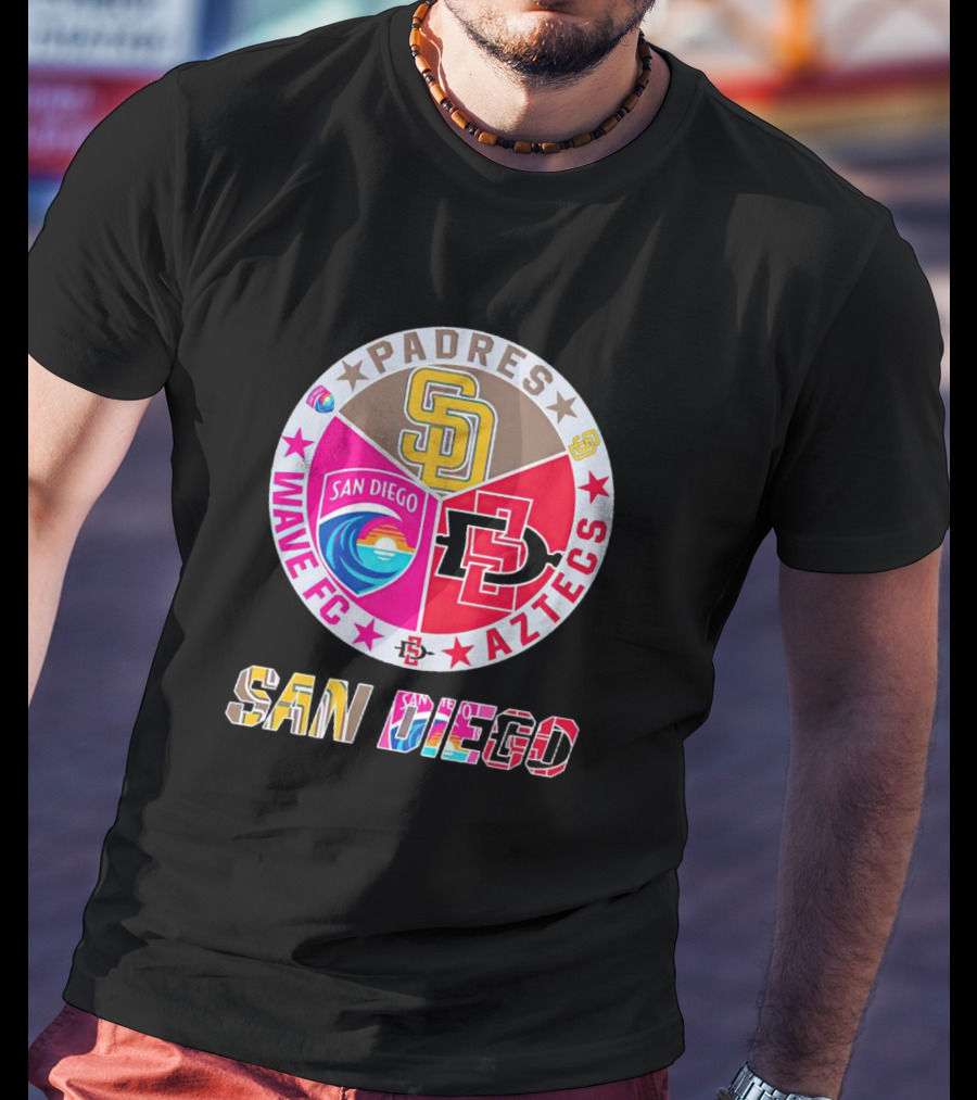San Diego Padres Wave FC Aztecs Sports Team T-Shirt