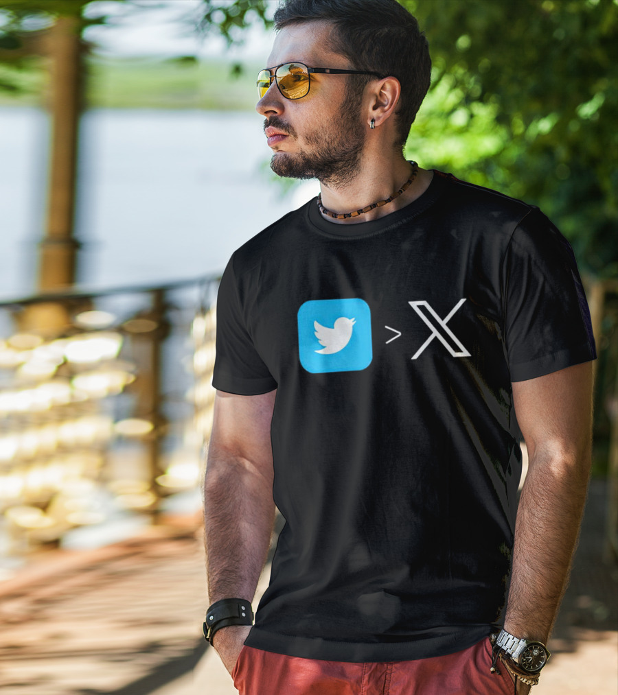Twitter Bird Greater Than X Transition T-Shirt