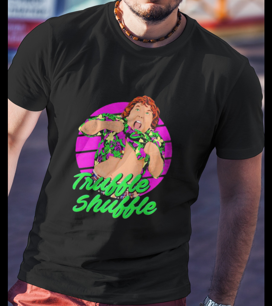 Truffle Shuffle 80s Retro Style With Hawaiian Shirt And Neon Colors T-Shirt