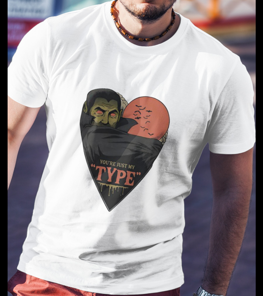 You’re Just My Type Horror Halloween Vampire With Red Moon And Bats T-Shirt