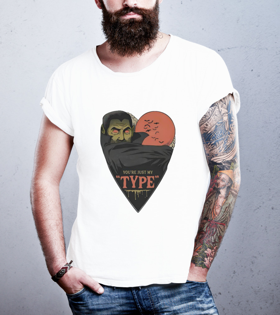You’re Just My Type Horror Halloween Vampire With Red Moon And Bats T-Shirt