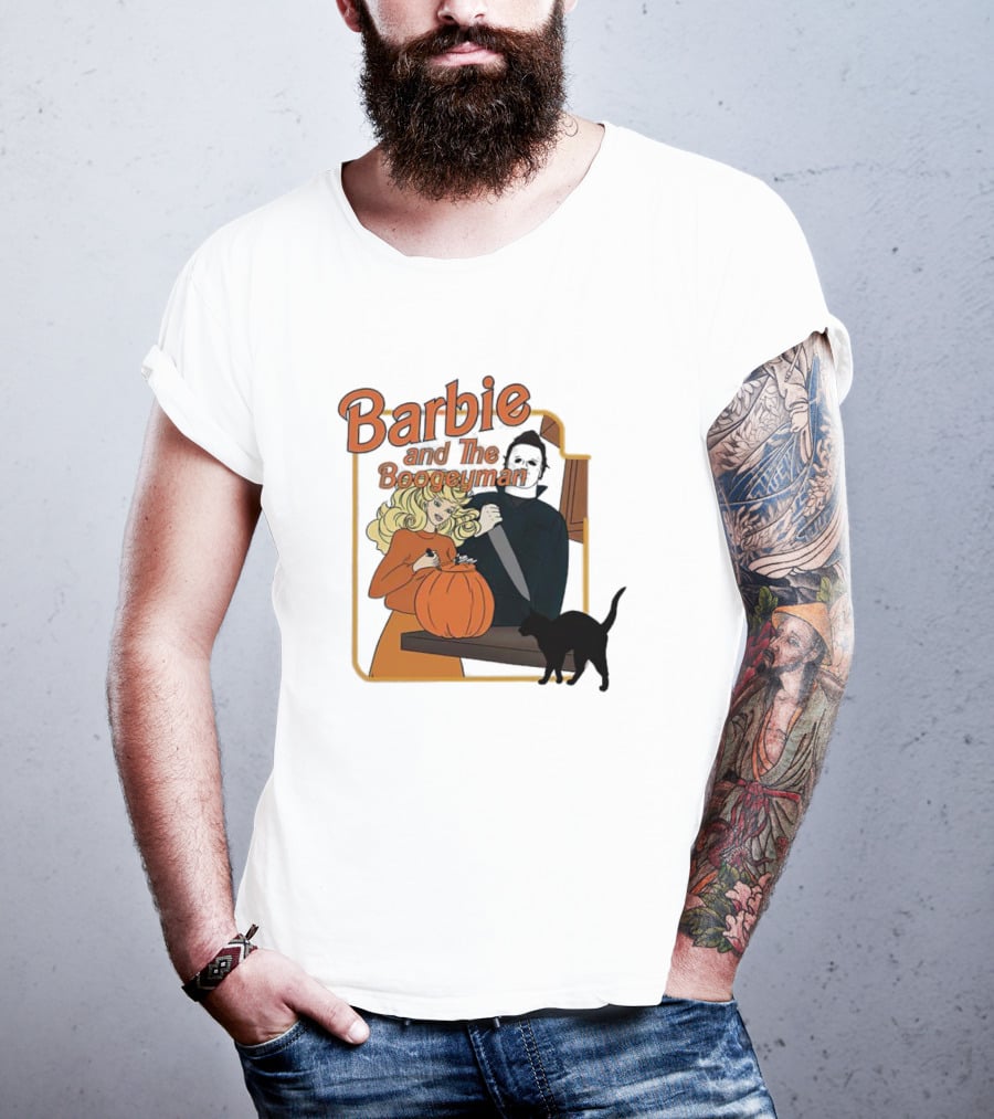 Barbie And The Boogeyman Halloween Pumpkin Cat Scene T-Shirt