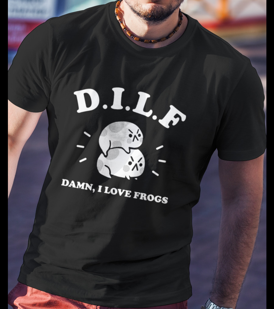 DILF Damn I Love Frogs Cute Frog Pair With Text T-Shirt