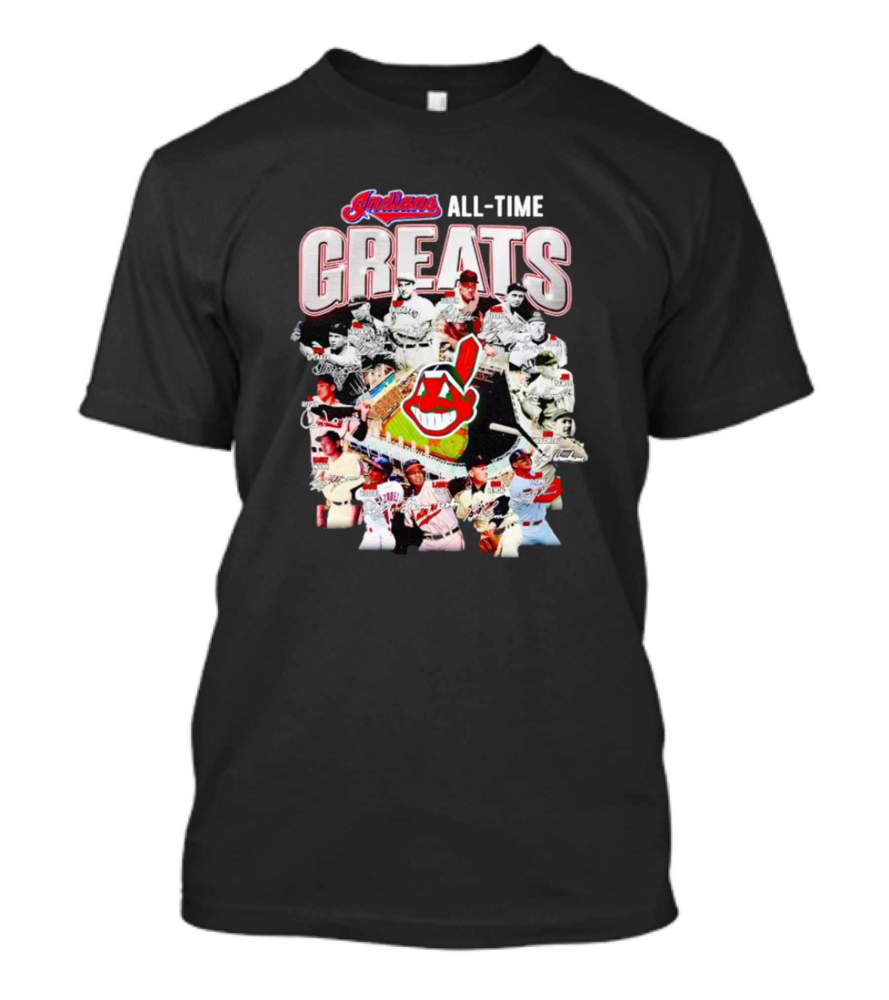 Indians All-Time Greats Players Signature Baseball Legends T-Shirt