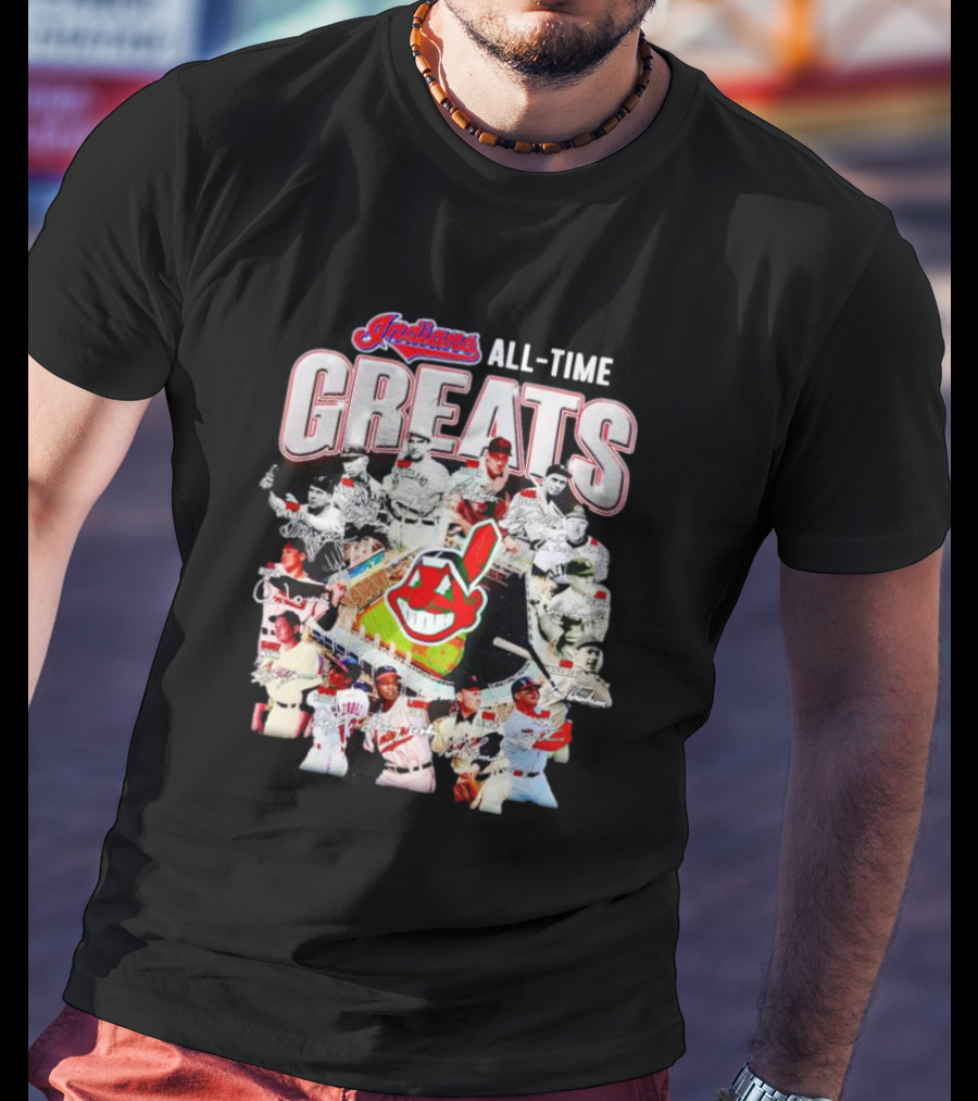 Indians All-Time Greats Players Signature Baseball Legends T-Shirt