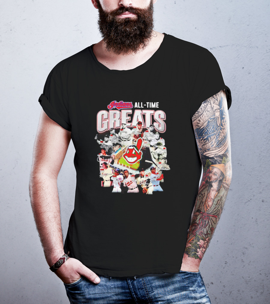 Indians All-Time Greats Players Signature Baseball Legends T-Shirt