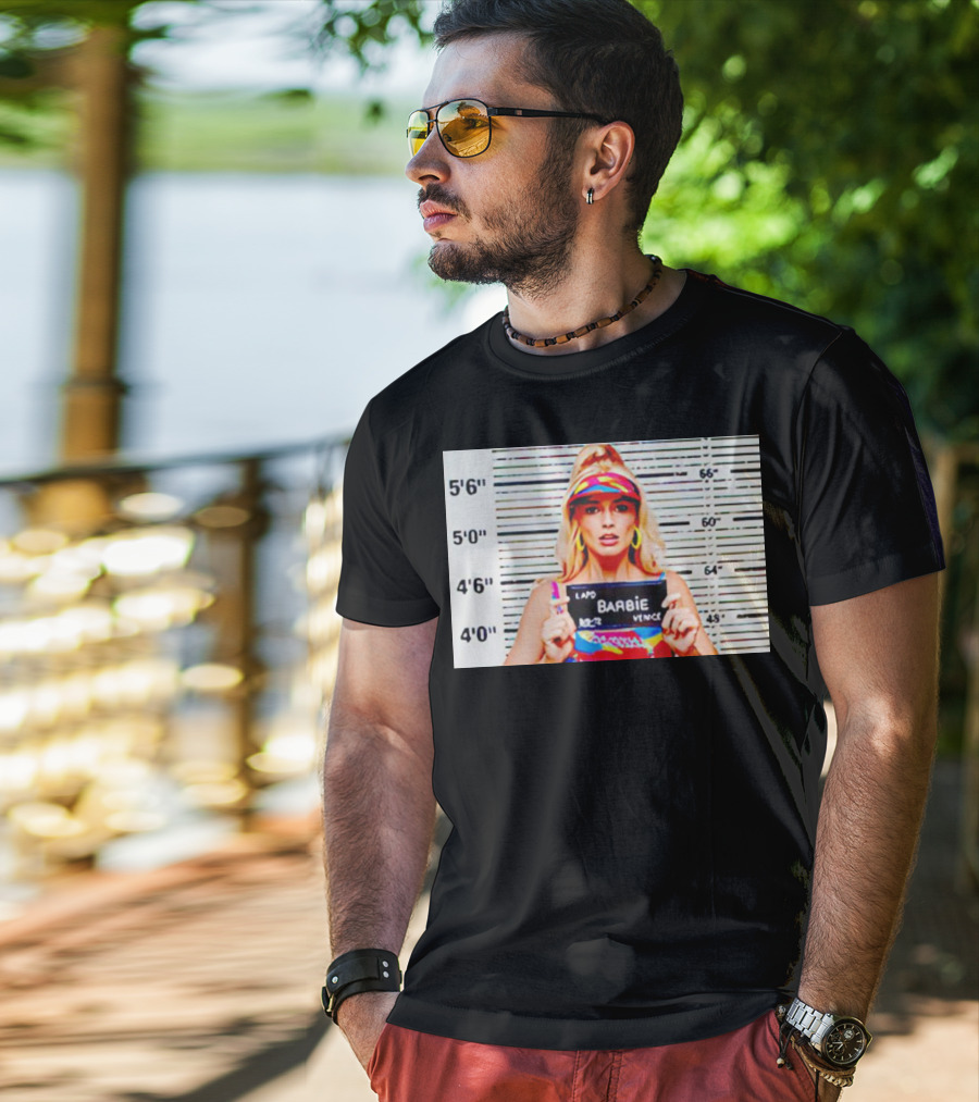 LAPD Barbie Mugshot Colorful T-Shirt