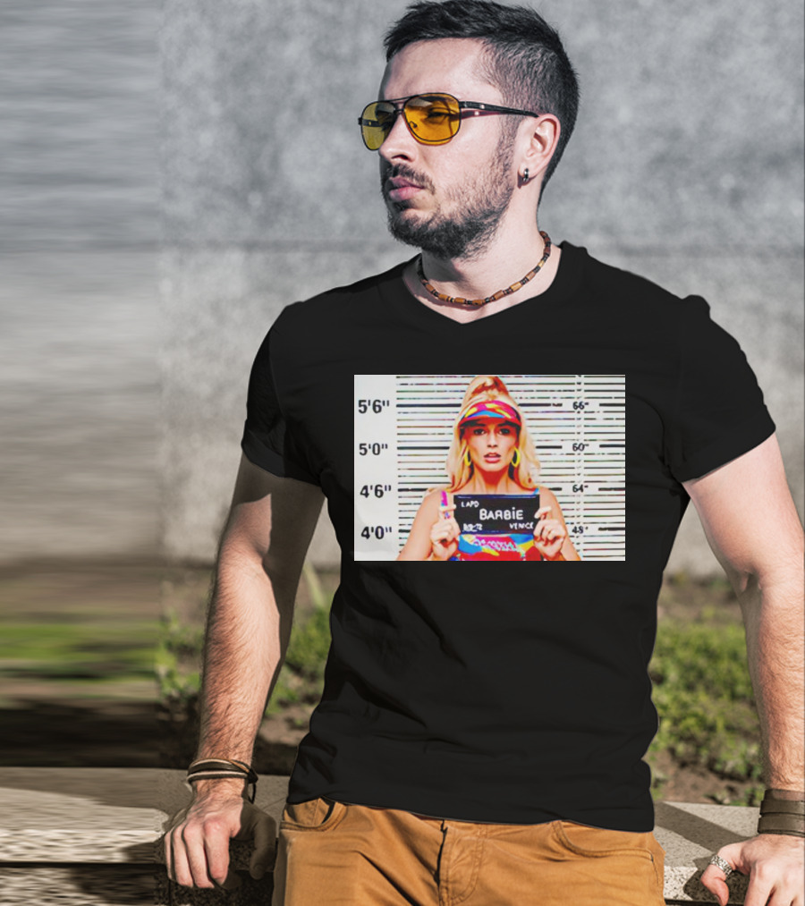LAPD Barbie Mugshot Colorful T-Shirt