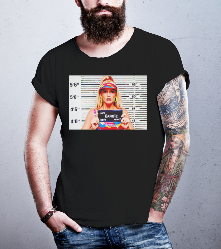 LAPD Barbie Mugshot Colorful T-Shirt