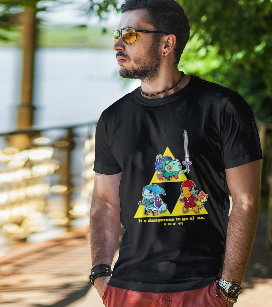 Pokemon Triforce Crossover It's Dangerous To Go Alone Choose Wisely T-Shirt