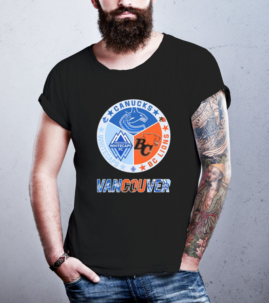 Vancouver Canucks Whitecaps BC Lions Sports Team T-Shirt