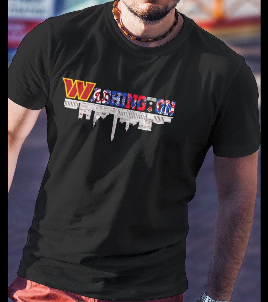 Washington Skyline With Sports Team Logos Cityscape T-Shirt
