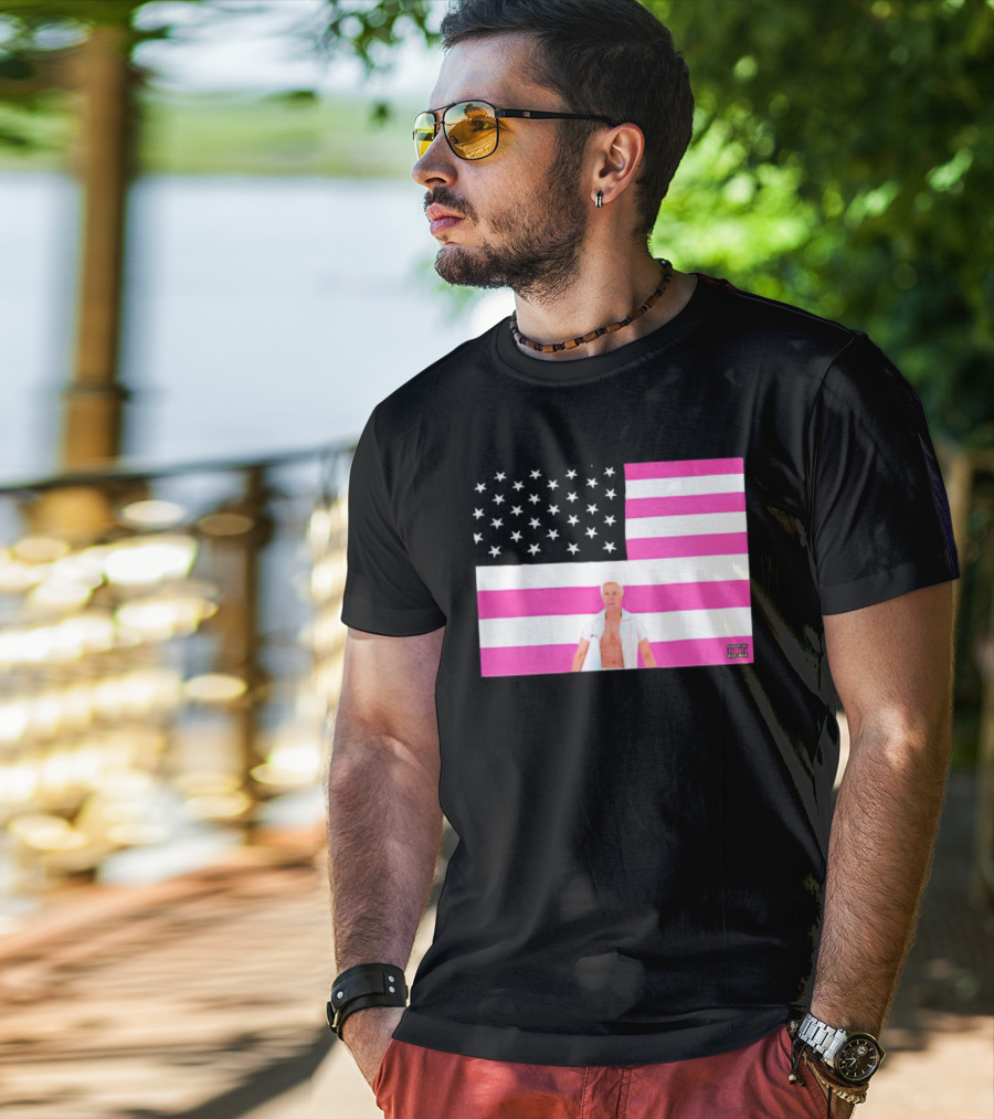 American Flag Barbie Ken Pink T-Shirt