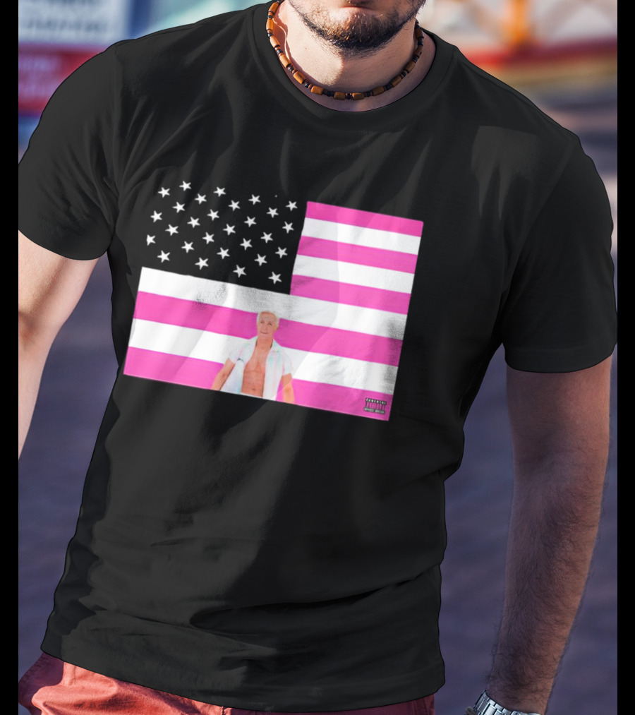 American Flag Barbie Ken Pink T-Shirt