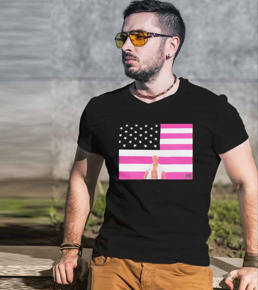 American Flag Barbie Ken Pink T-Shirt