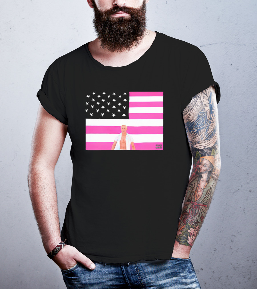 American Flag Barbie Ken Pink T-Shirt