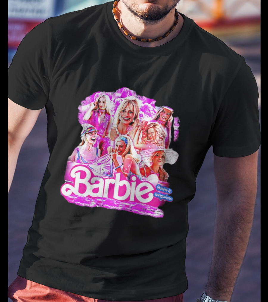 Barbie Is Everywhere Pink Collage Compilation T-Shirt