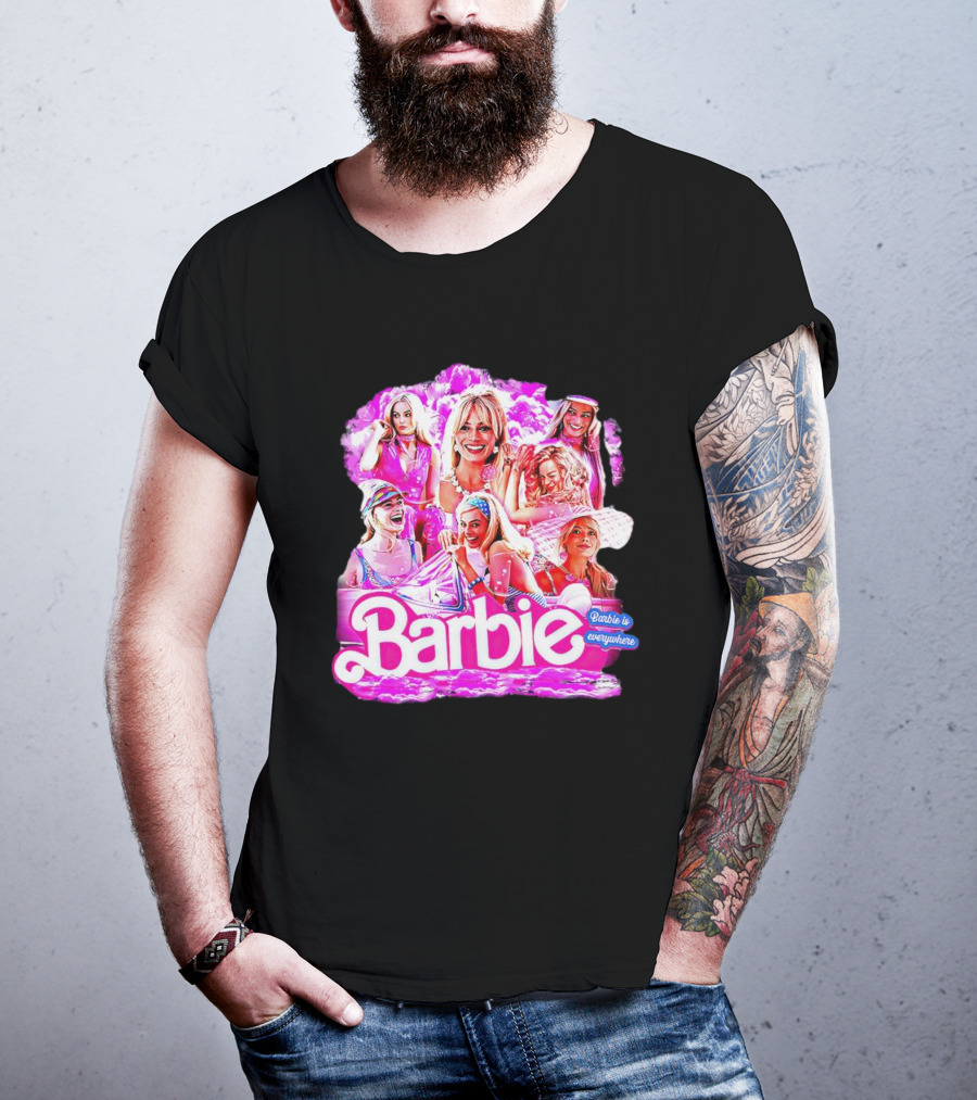 Barbie Is Everywhere Pink Collage Compilation T-Shirt