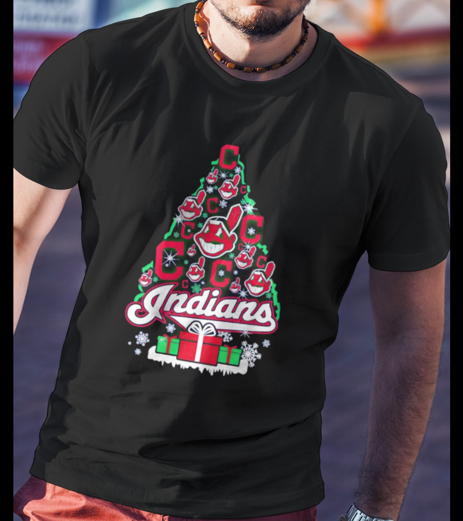 Cleveland Indians Christmas Tree Holiday T-Shirt