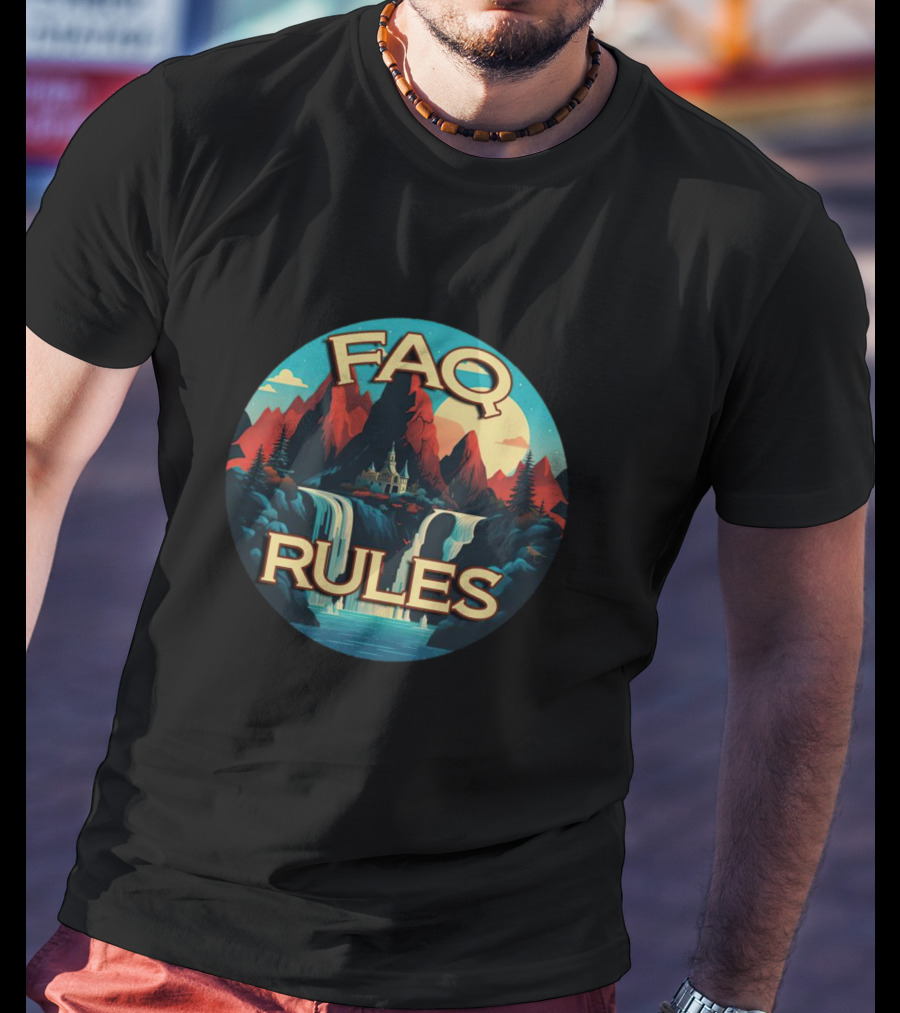 FAQ Rules Mountain Waterfall Landscape T-Shirt