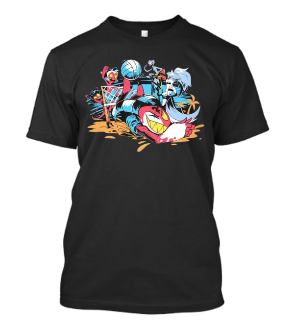 IMP Summer Beach Volleyball Cartoon Characters Fun T-Shirt