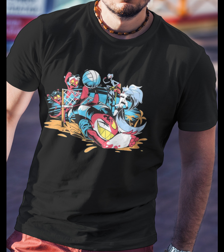 IMP Summer Beach Volleyball Cartoon Characters Fun T-Shirt