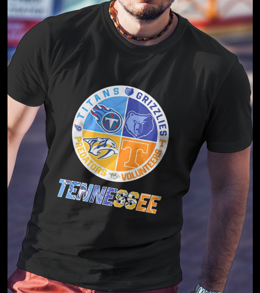 Tennessee Titans Grizzlies Predators Volunteers Sports Team T-Shirt