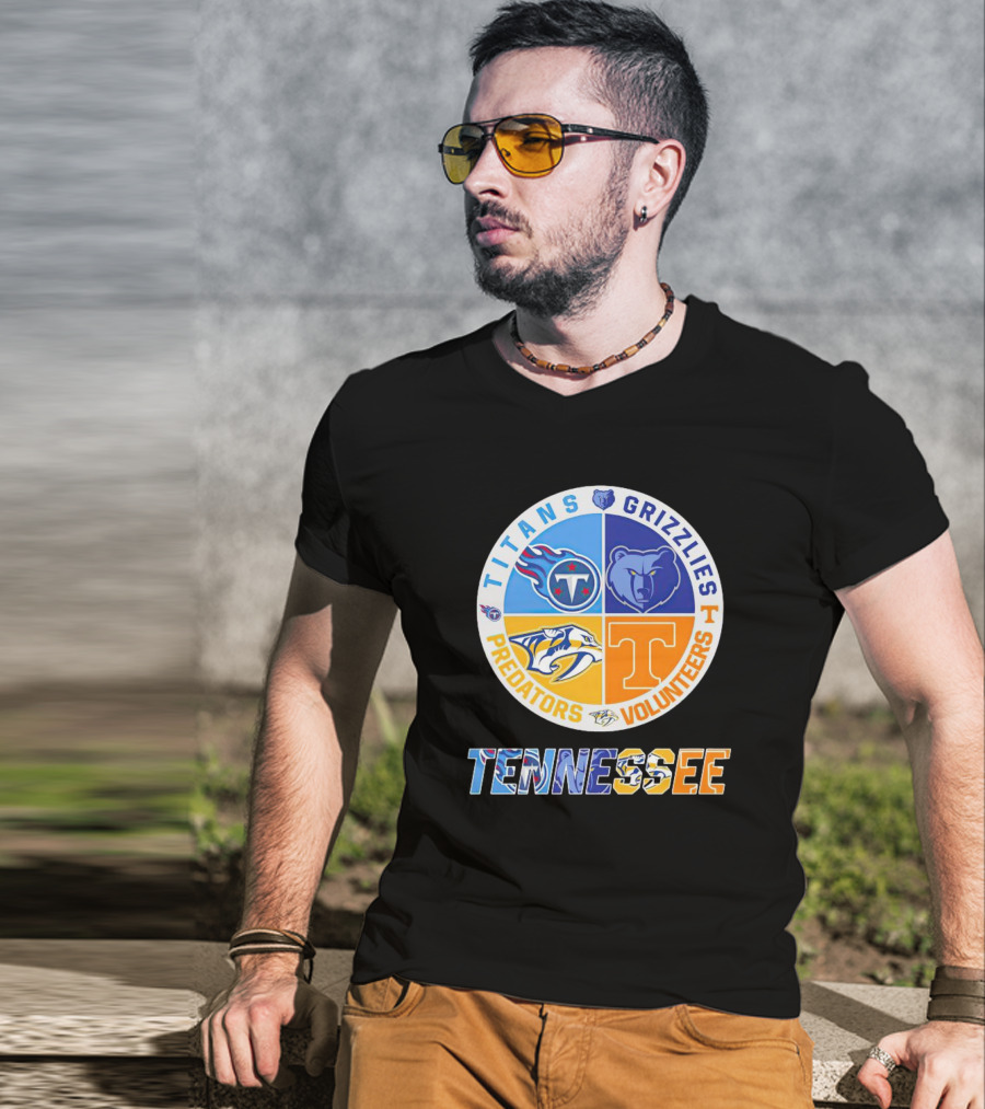 Tennessee Titans Grizzlies Predators Volunteers Sports Team T-Shirt