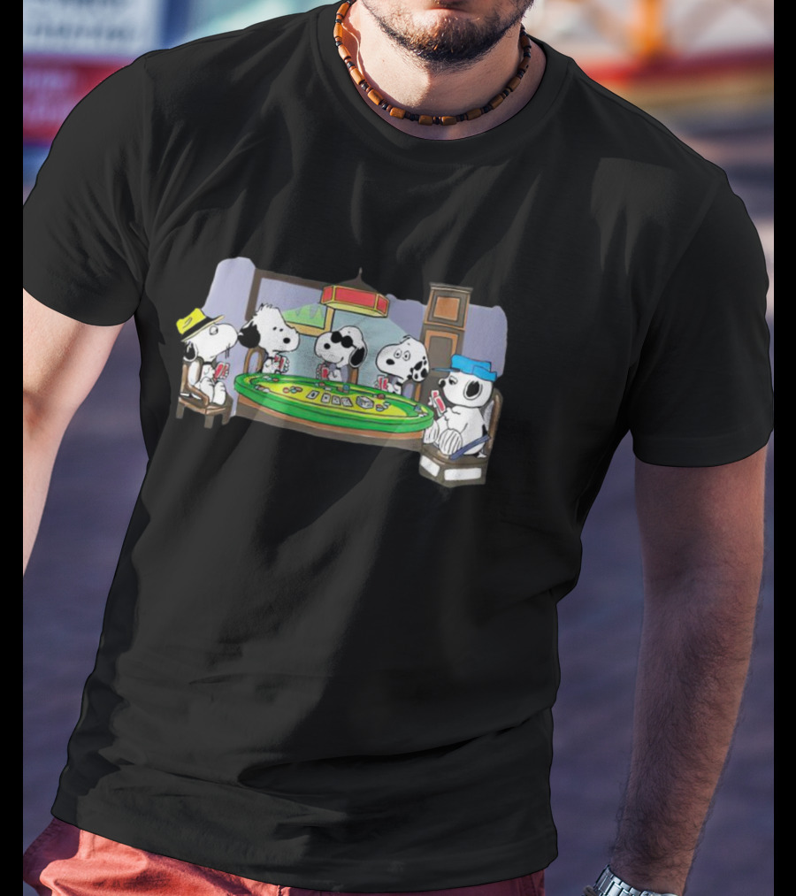 Peanuts Snoopy Playing Poker Around The Table T-Shirt