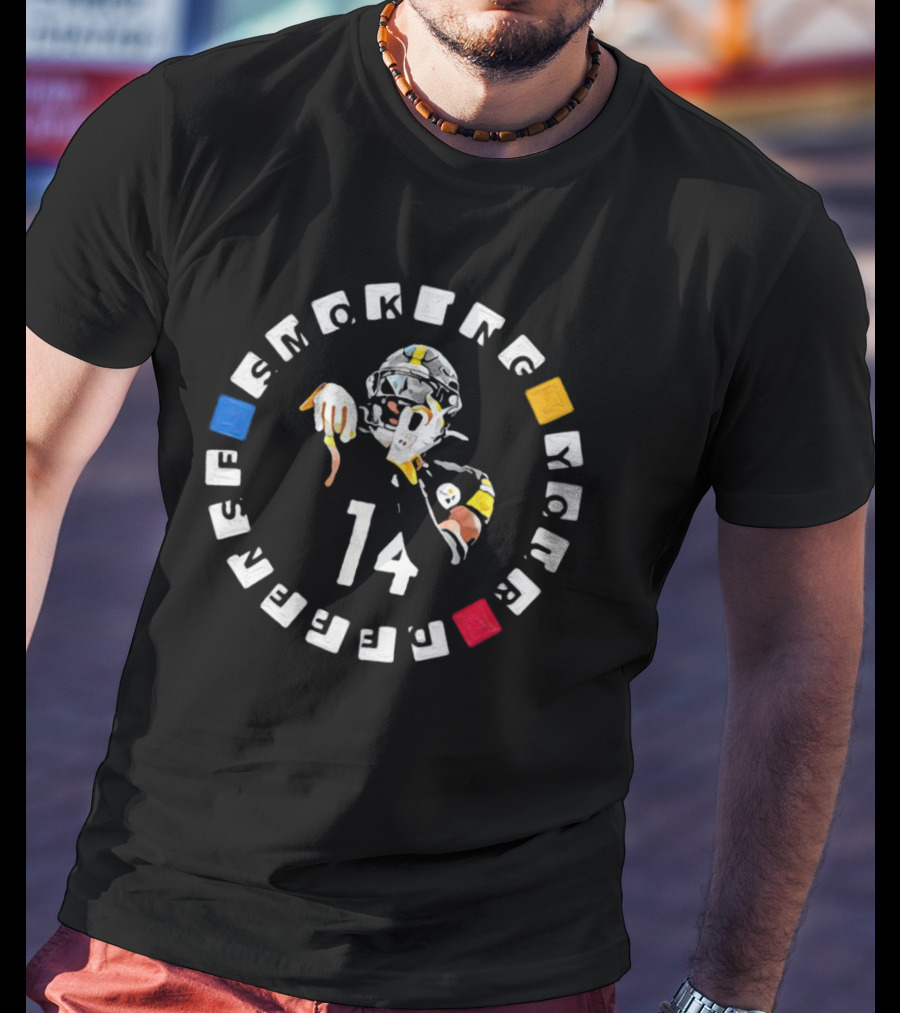 Steelers George Pickens Smoking Your Defense Number 14 Football T-Shirt