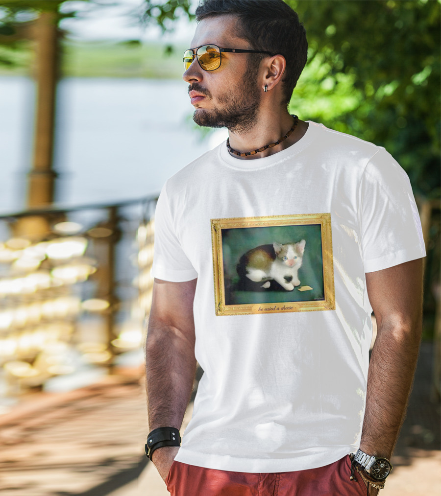 Cat He Eated A Cheese Framed T-Shirt