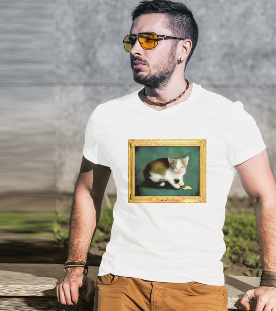 Cat He Eated A Cheese Framed T-Shirt