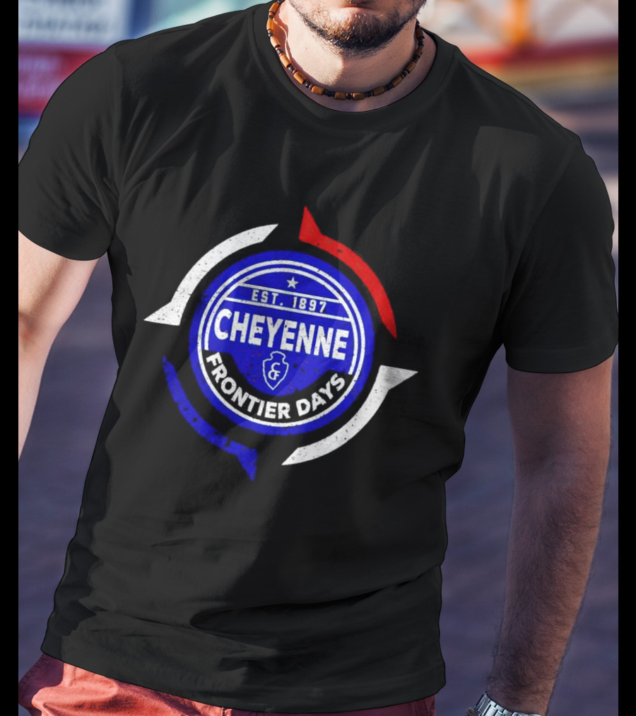 Cheyenne Frontier Days Est 1897 Circular Emblem Red White Blue T-Shirt
