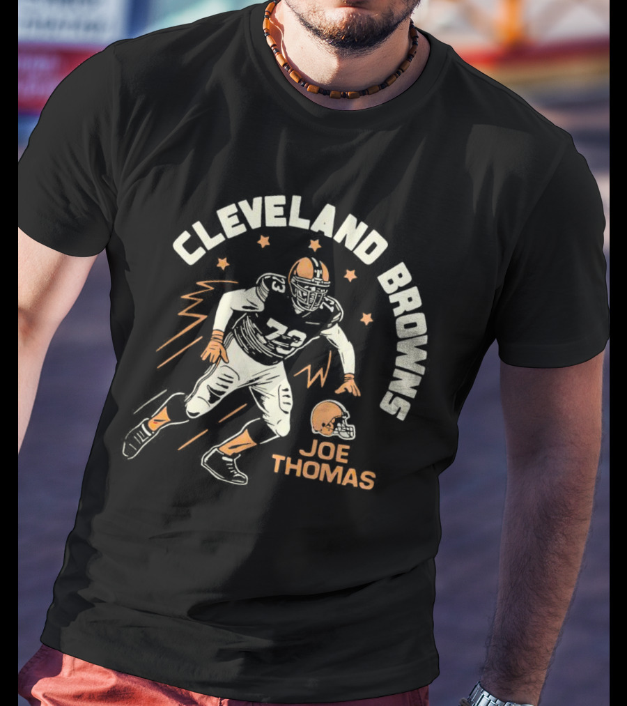 Cleveland Browns Joe Thomas 73 Football Star Icon Run T-Shirt