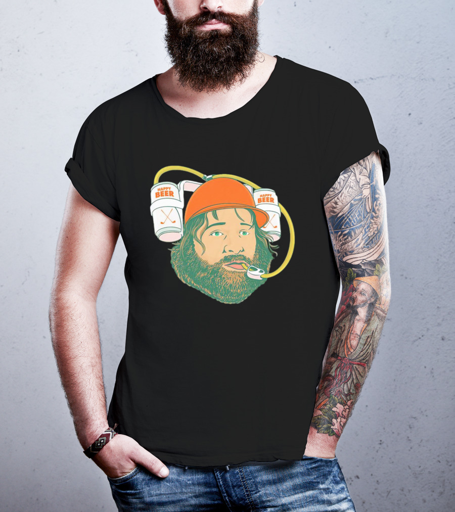 Happy Beer Man Drinks Beer With Helmet And Straws T-Shirt