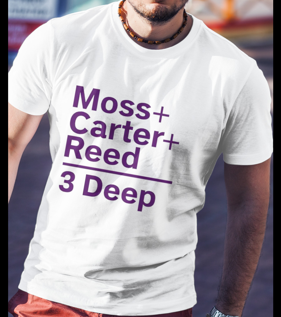 Moss Carter Reed 3 Deep Purple Text T-Shirt