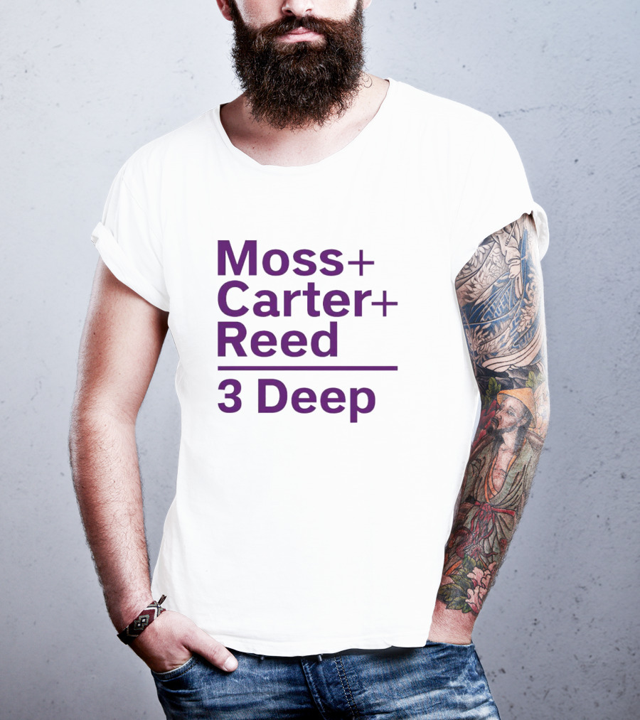 Moss Carter Reed 3 Deep Purple Text T-Shirt