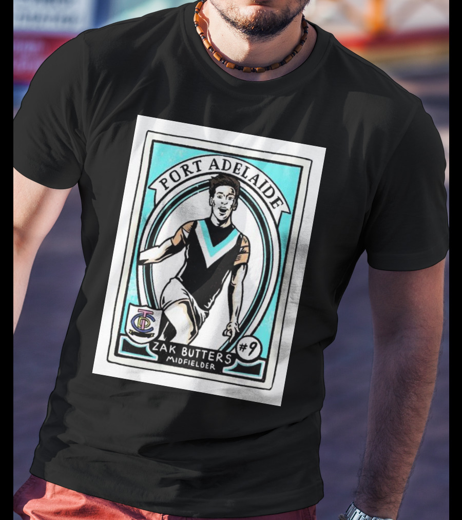 Port Adelaide Zak Butters #9 Midfielder Card T-Shirt