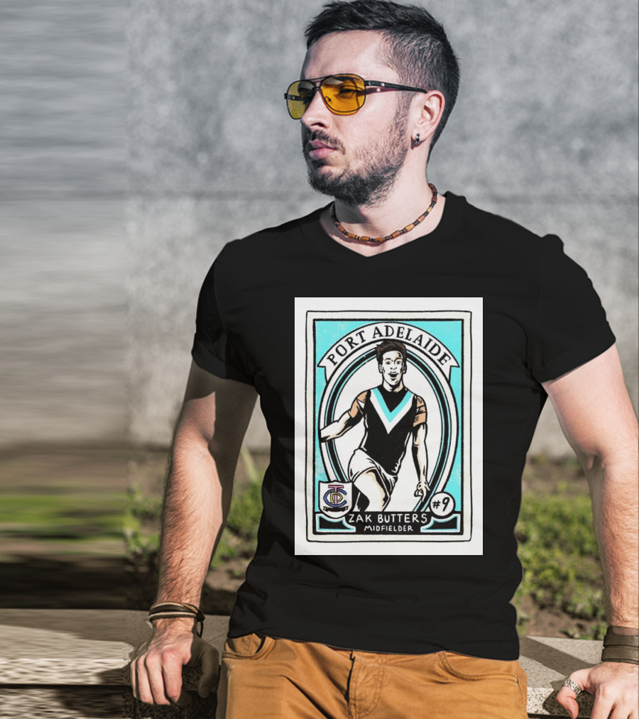 Port Adelaide Zak Butters #9 Midfielder Card T-Shirt