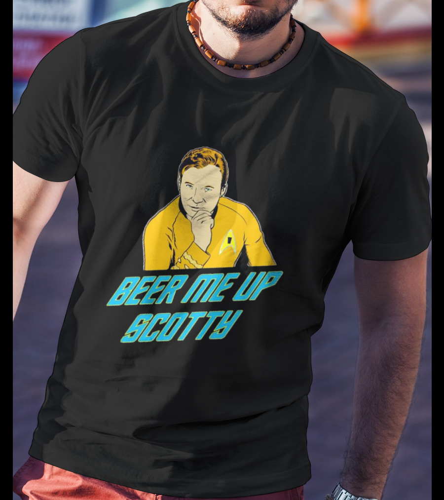 Beer Me Up Scotty Star Trek Captain Yellow Uniform T-Shirt