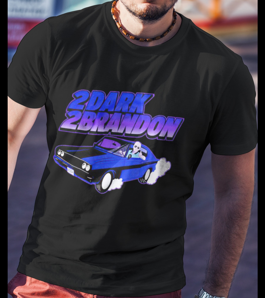 2 Dark 2 Brandon Purple Car Graphic With Driving Character T-Shirt