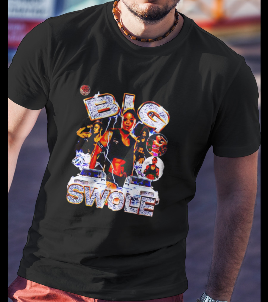 Big Swole Dynamic Posed Collage With Vehicles And Lightning Effects T-Shirt