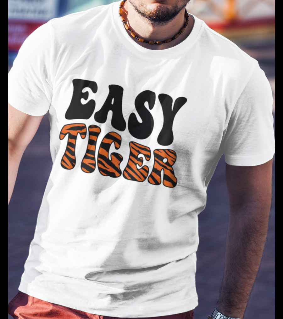 Cincinnati Bengals Easy Tiger Tiger-Striped Text T-Shirt