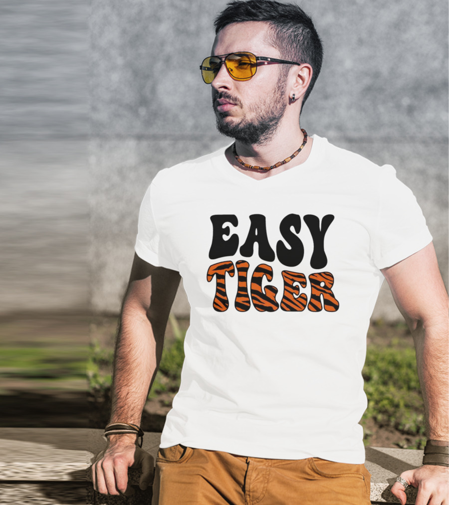 Cincinnati Bengals Easy Tiger Tiger-Striped Text T-Shirt
