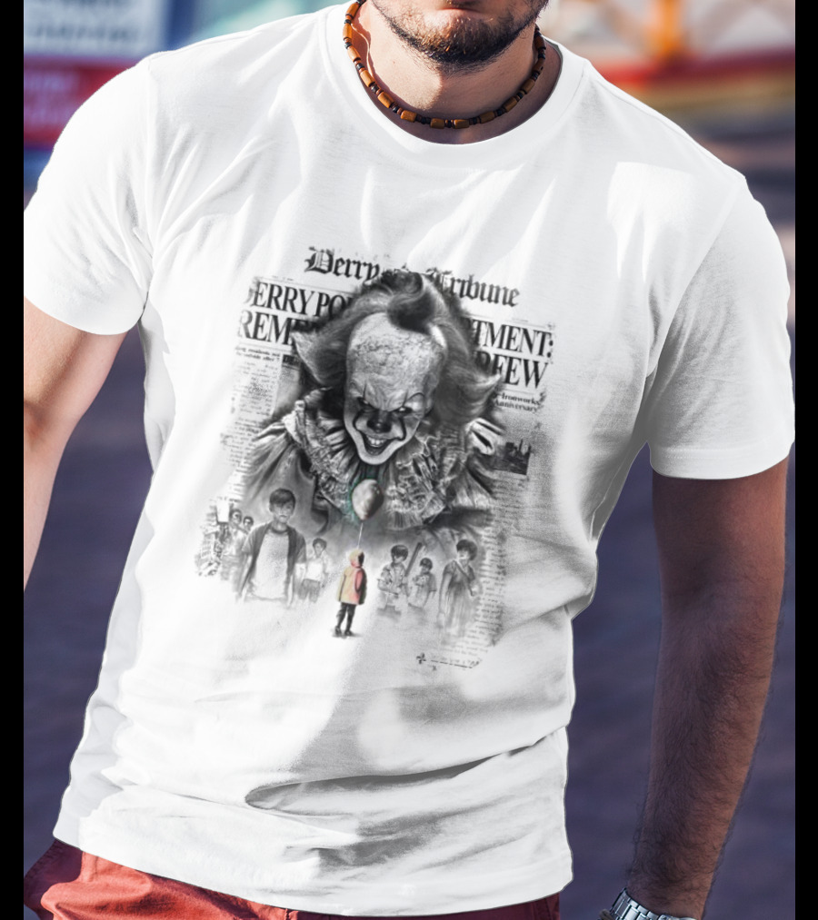 Derry Tribune Pennywise Halloween Newspaper Remnant View T-Shirt